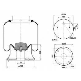 Пневморессора со стаканом SAF