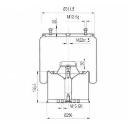 Пневморессора со стаканом BPW стальной стакан